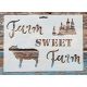 Farm Sweet Farm 21x15cm-es   műanyag sablon DIY  stencil 