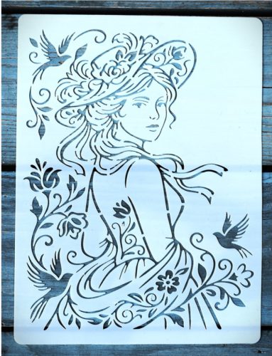 15x20cm- es nő kalapban mintàs DIY  sablon festő stencil