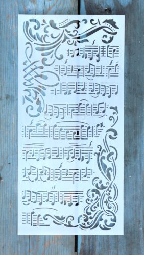 Hangjegy mintájú 12x25 cm- es rétegző festő sablon DIY stencil