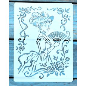   15x20cm- es nő kalapban mintàs sablon műanyag  festő stencil 