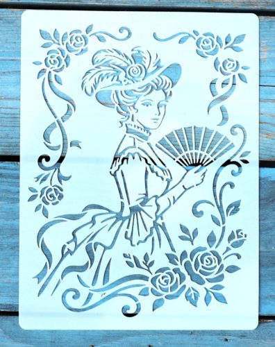 15x20cm- es nő kalapban mintàs sablon műanyag  festő stencil 