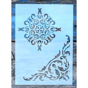 Barokk sarok mintás sablon  15x21 cm