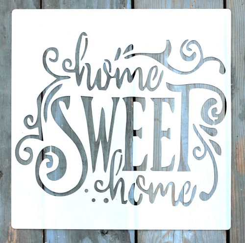 Home Sweet Home 23x23cm-es rétegző festő sablon  DIY stencil