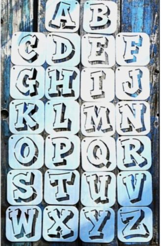 Nagy méretű 10x10 cm-es Graffiti ABC  Betű és Szám Sablon 36 db-os újra felhasználható DIY stencil