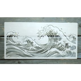   tenger, hullám mintás  festő sablon  15x30 cm-es DIY stencil