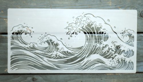 tenger, hullám mintás  festő sablon  15x30 cm-es DIY stencil