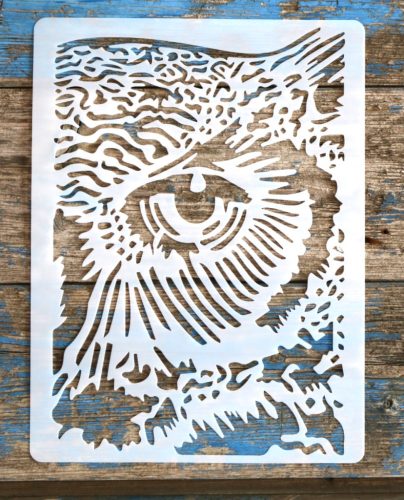 bagoly fej  mintás műanyag festő sablon  21x28cm-es stencil