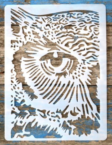 bagoly fej  mintás műanyag festő sablon  21x28cm-es stencil