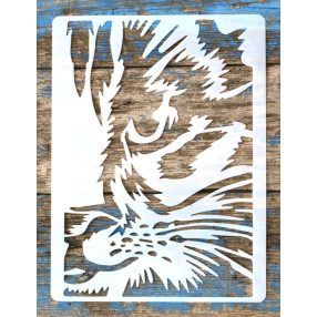   macska fej  mintás rétegző festő sablon 21x28cm DIY stencil