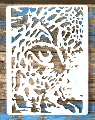 leopárd fej  mintás rétegző festő sablon  21x28cm