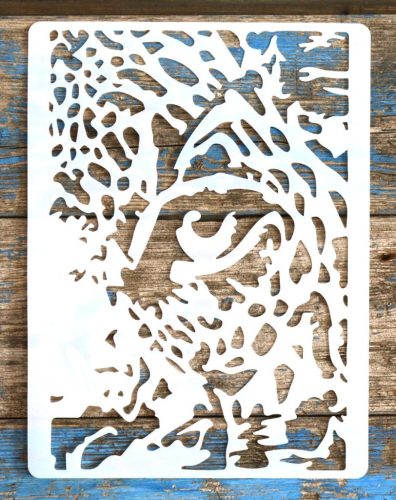 leopárd fej  mintás rétegző festő sablon  21x28cm-es stencil