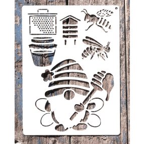   méhecske,  mézmanó mintás műanyag  sablon 21x28cm-es  DIY stencil 