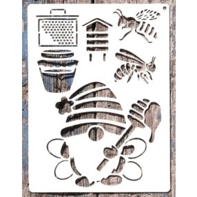   méhecske,  mézmanó mintás műanyag  sablon 21x28cm-es  DIY stencil 