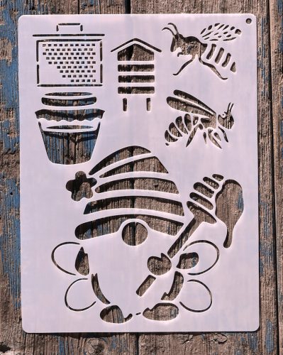 méhecske  mézmanó mintás műanyag sablon. DIY stencil 