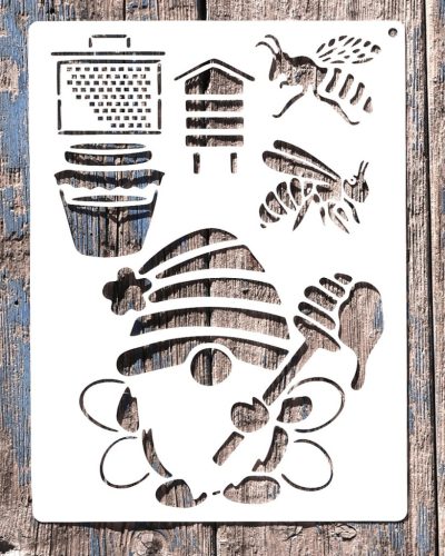 méhecske,  mézmanó mintás műanyag  sablon 21x28cm-es  DIY stencil 