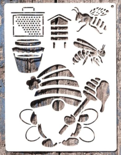 méhecske,  mézmanó mintás műanyag  sablon 21x28cm-es  DIY stencil 
