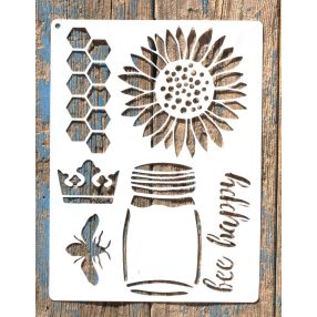   méhecske,  méz mintás műanyag sablon 21x28cm-es DIY stencil 