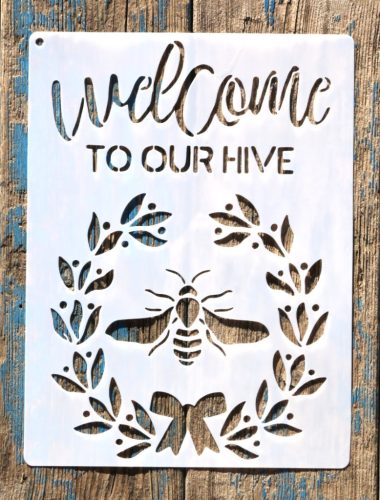 méhecske méz mintás műanyag  sablon 21x28cm-es DIY stencil 