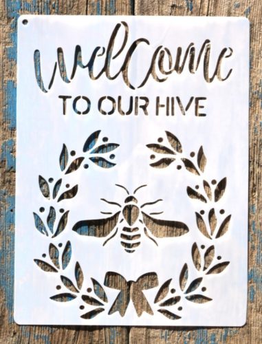 méhecske méz mintás műanyag  sablon 21x28cm-es DIY stencil 
