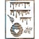 méhecske,   méz mintás műanyag festő sablon 21x28cm-es DIY stencil 