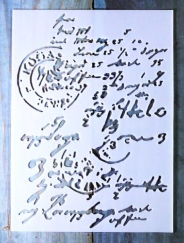 vintage hangulatú posta bélyegző angol  kézírás festő sablon11x15cm-es műanyag DIY stencil 