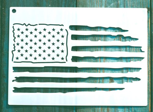 USA, Amerikai zászló mintás  13x18cm-es DIY stencil  műanyag festő sablon