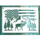 USA, amerikai zászló és szarvas mintás 13x18cm-es DIY stencil  műanyag festő sablon
