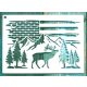 USA, amerikai zászló és szarvas mintás 13x18cm-es DIY stencil  műanyag festő sablon