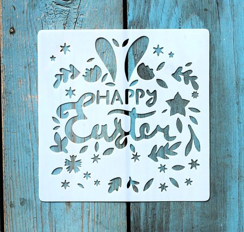húsvéti nyúl mintás 13x13cm-es DIY stencil  műanyag festő sablon
