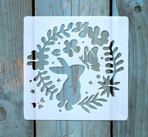 húsvéti nyúl mintás 13x13cm-es DIY stencil  műanyag festő sablon