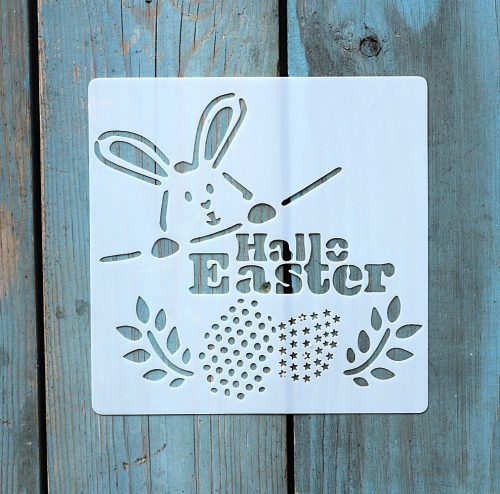húsvéti nyúl mintás 13x13cm-es DIY stencil  műanyag festő sablon