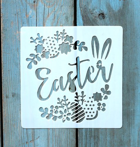 húsvéti nyúl mintás 13x13cm-es DIY stencil  műanyag festő sablon