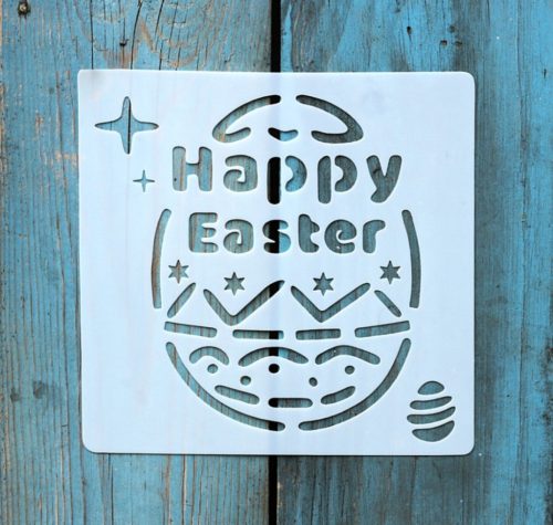 húsvéti tojás mintás 13x13cm-es DIY stencil  műanyag festő sablon