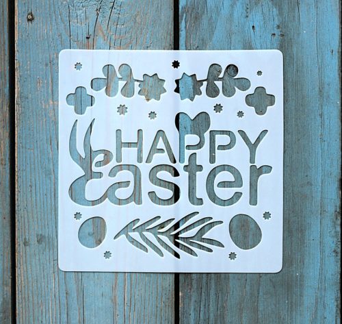 húsvéti tojás mintás 13x13cm-es DIY stencil  műanyag festő sablon
