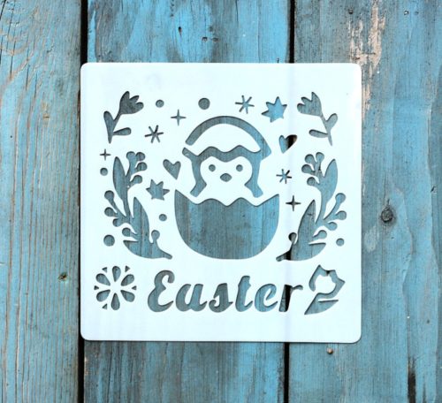 húsvéti tojás mintás 13x13cm-es DIY stencil  műanyag festő sablon