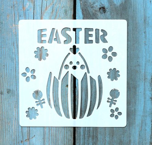 húsvéti tojás mintás 13x13cm-es DIY stencil  műanyag festő sablon