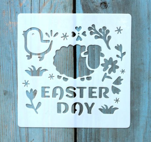 húsvéti tojás mintás 13x13cm-es DIY stencil  műanyag festő sablon