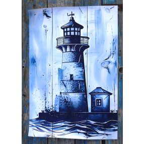   40x60 cm-es tenger témájú vászonkép keret nélkül világítótorony