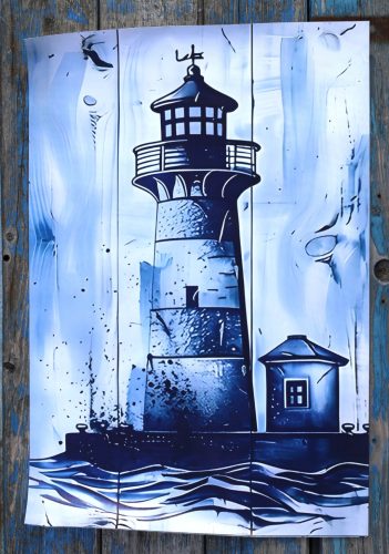 40x60 cm-es tenger témájú vászonkép keret nélkül világítótorony
