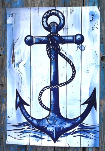 40x60 cm-es tenger témájú vászonkép keret nélkül  horgony