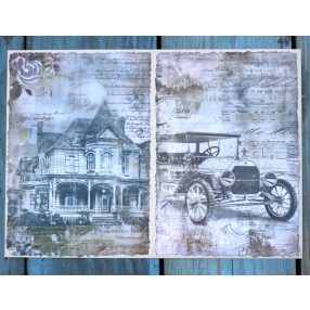   Viktoriánus kori témájú papír háttérkép 15x21 cm,  A5 méret