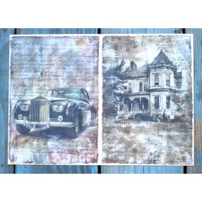   Viktoriánus kori témájú papír háttérkép 15x21 cm,  A5 méret