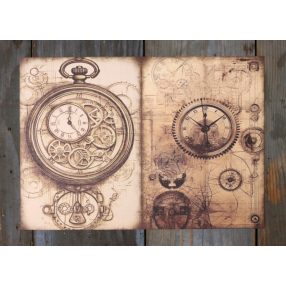 Steampunk témájú papír háttérkép 15x21 cm,  A5 méret