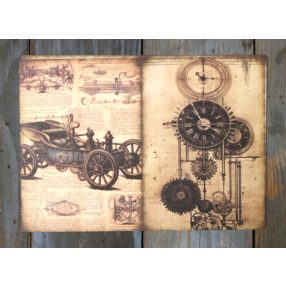 Steampunk témájú papír háttérkép 15x21 cm,  A5 méret