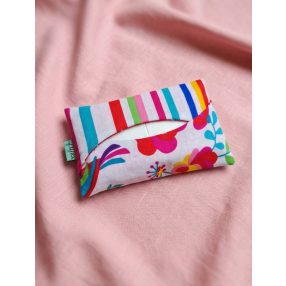   Magyar népművészeti virágmintás textil papírzsebkendő-tartó