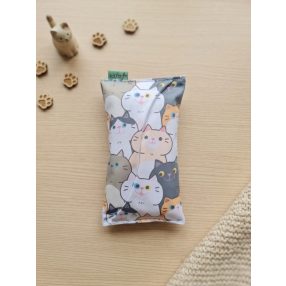 Cica mintás textil papírzsebkendő-tartó