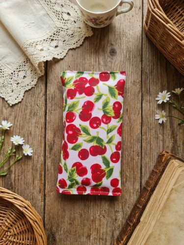 Cseresznye mintás pamut textil papírzsebkendő-tartó