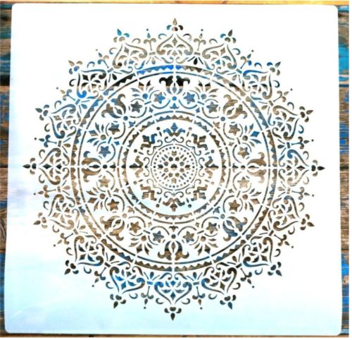 Mandala mintás 50x50-es rétegző festő sablon, dekor stencil falfestéshez
