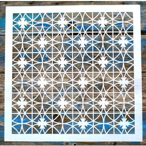   Geometriai mintás 45x45 cm-es falfestő sablon, műanyag dekor stencil 