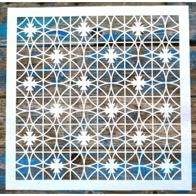   Geometriai mintás 45x45 cm-es falfestő sablon, műanyag dekor stencil 